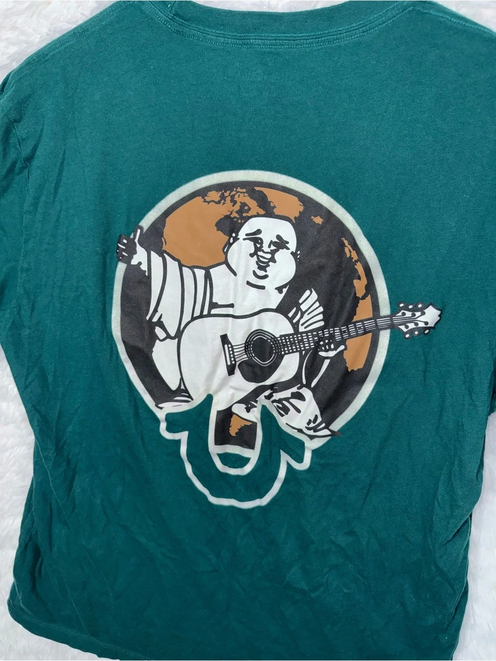 True Religion Buddha Graphic Tee Short Sleeve Dark Green Cotton Crew Neck